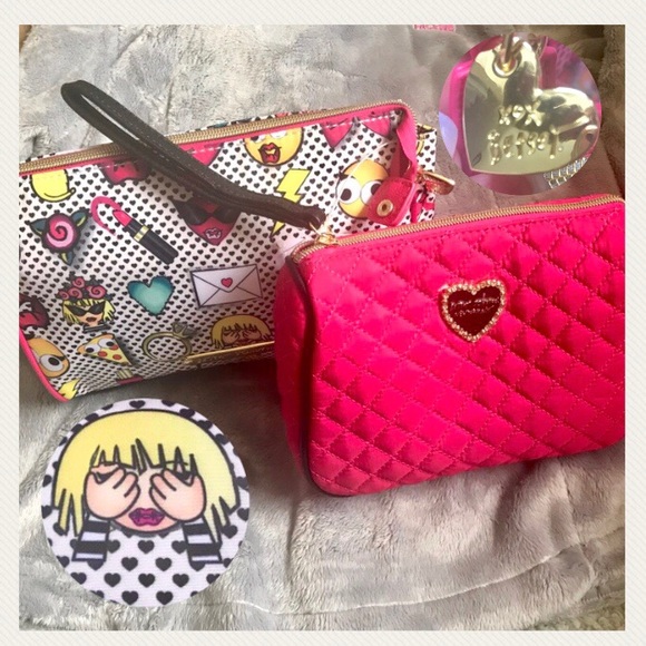 Betsey Johnson Handbags - Betsey Johnson Emojis 2 Piece Cosmetic Case Set